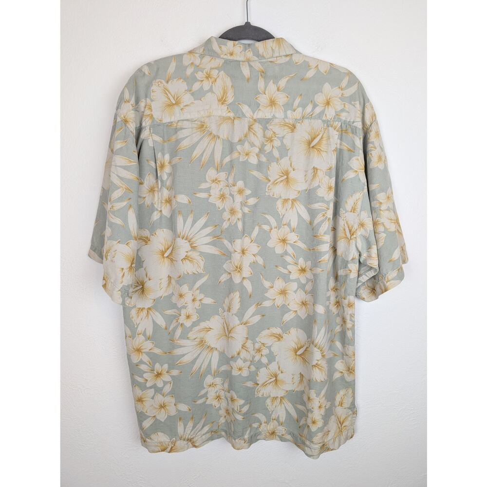 Tommy Bahama Hawaiian Shirt Camp Floral Silk Summer Vacation Green Yellow Size L - Picture 4 of 12